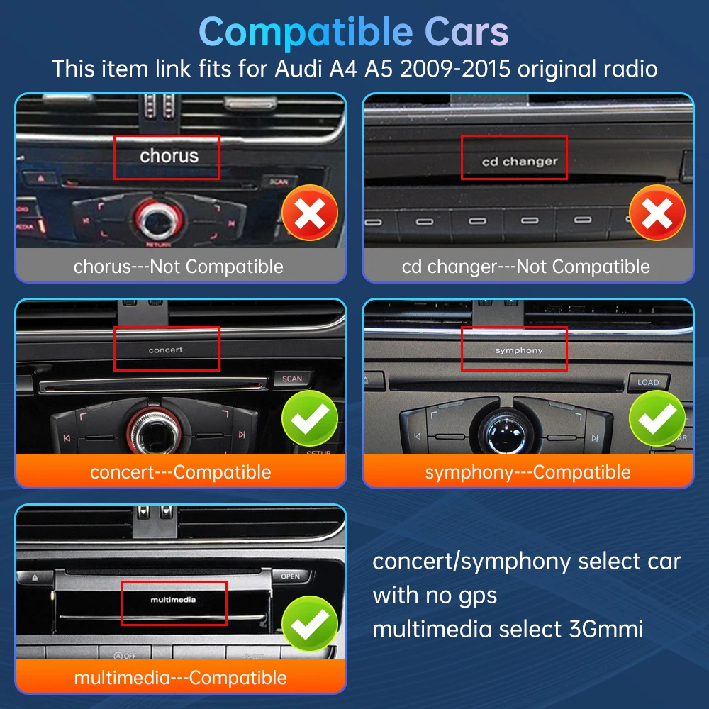 Road Top Wireless Carplay Decoder Interface For Audi A4 A5 Q5 S4 S5 2009-2015 With AirPlay Mirror Link Car Play Android Auto