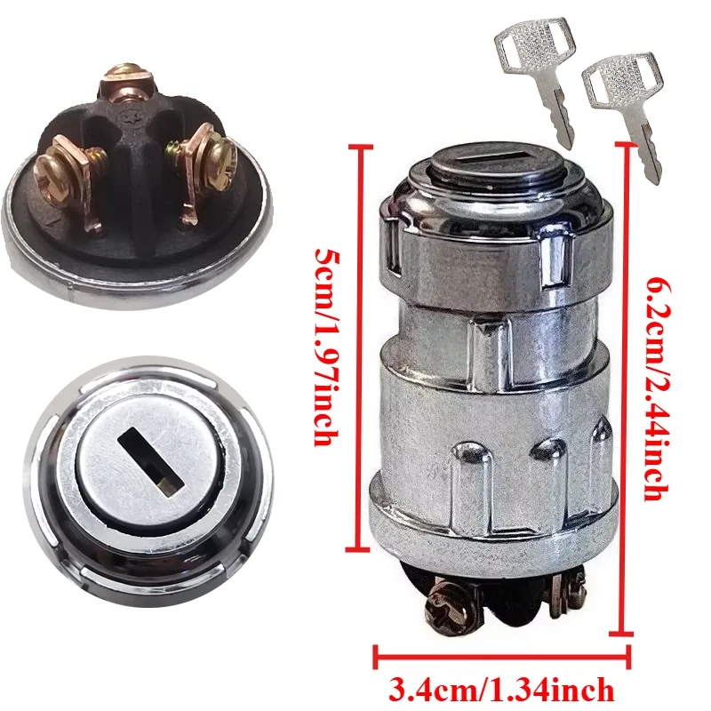 Universal for Most Cars Motorcycle Boat 12V 10A ON/OFF/Start 3 Position Ignition Switch Lock Cylinder 2 Key Lock Starter Switch