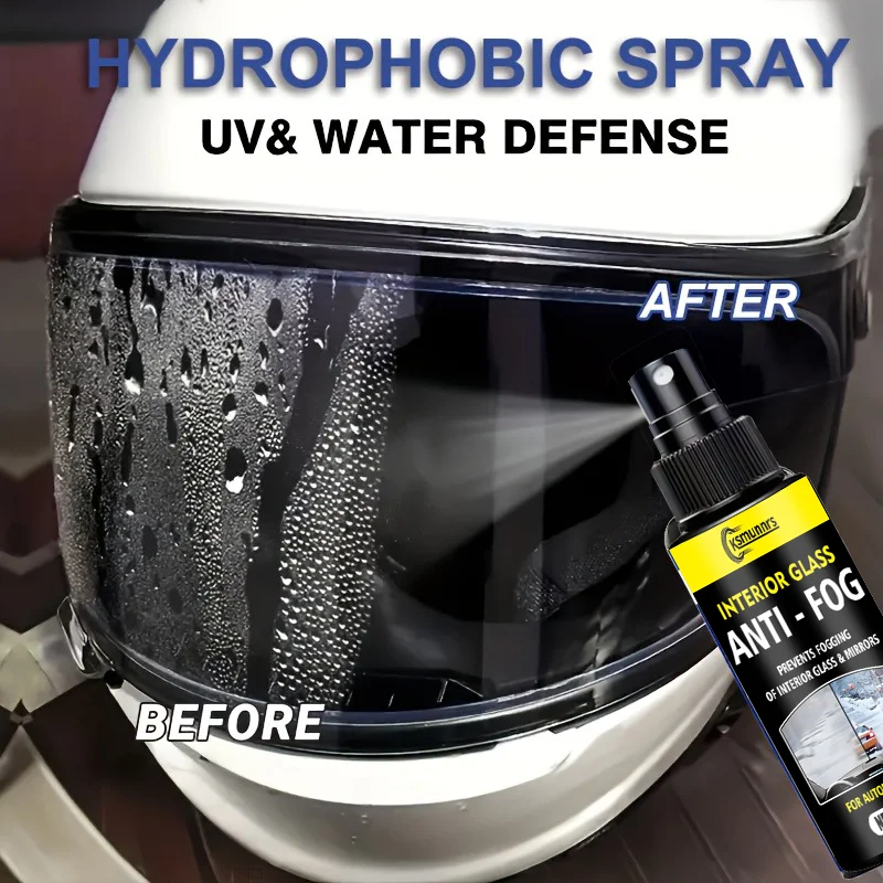 Motorcycle Helmet Nano Anti-Fog Spray - 50ml, Suitable for Everything from Goggles to Car Windows. An Essential for Rainy Drivin