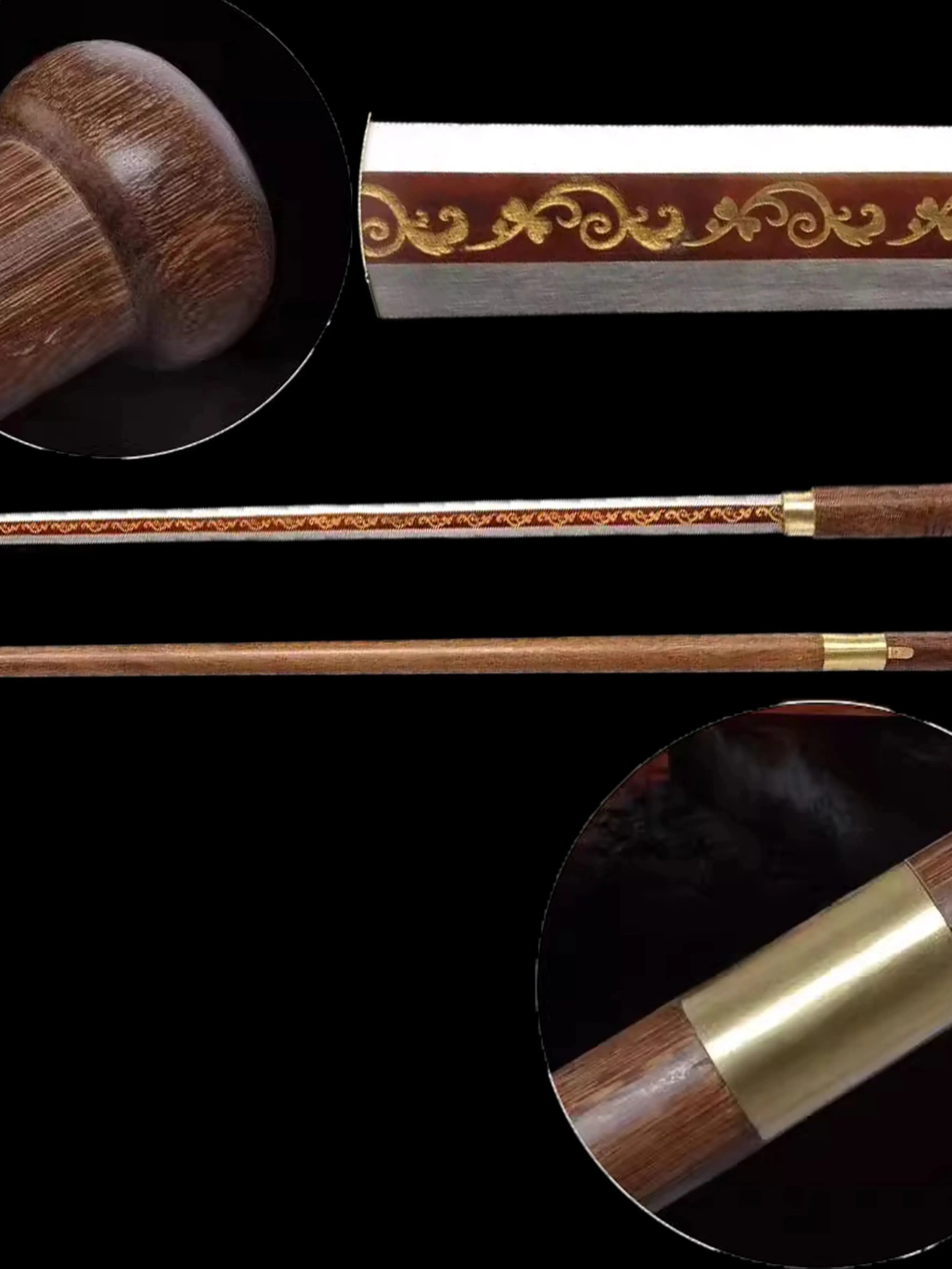 Staff Sword Carbon Steel Blade Sharp Real Rosewood Scabbard Walking Stick Samurai Sword Ready Battle  Katana Battle preparation