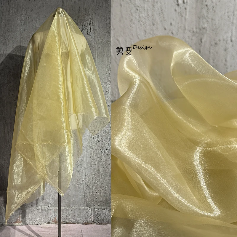 

6Meters Light Gold Shine Crystal Yarn DIY Water Light Background Fabric Clothing Organya Fabric