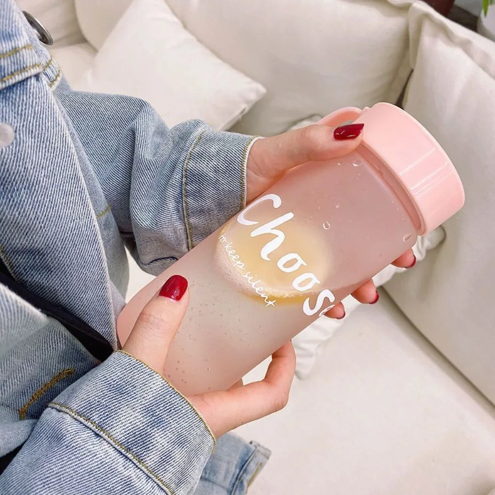 600ML Frosted Color Gradient Sports Water Bottle Portable Gym Fitness Workout Water Cups Outdoor Camping Cool Juice Drinking Cup
