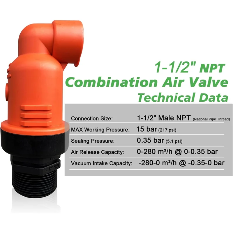 

A25F-воздушный предохранительный клапан, вакуумный и выпускной клапан воздуха для ирригационной системы — резьбовой интерфейс NPT
