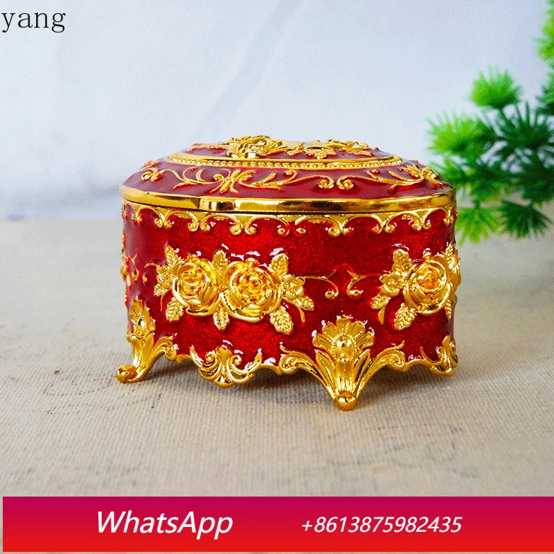 

CX High-end Metal Crafts Alloy Colored Plated Heart Round Jewelry Box Home Décor Items