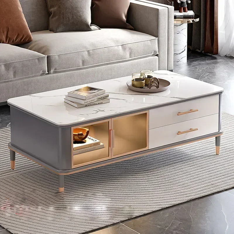 Household Glass Door Coffee Table Apartment Cabinet Drawer Handles Coffee Table Low Wood Mesas De Centro Para Sala Furniture