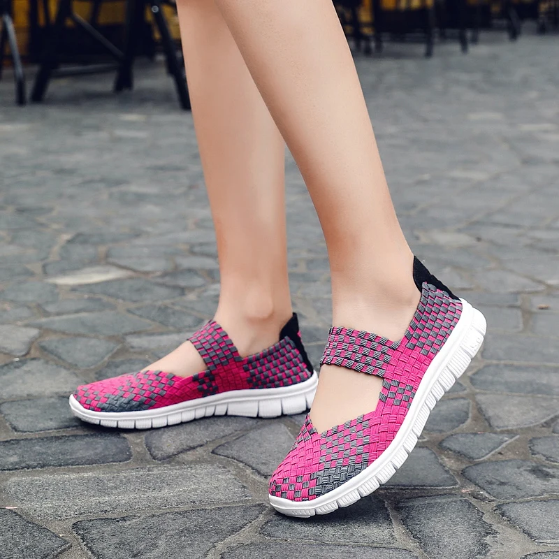 New Women\'s Shoes Summer Fashion Handmade Flat Sneakers Breathable Lightweight Hand-woven Shallow Mouth Women\'s Casual Shoes