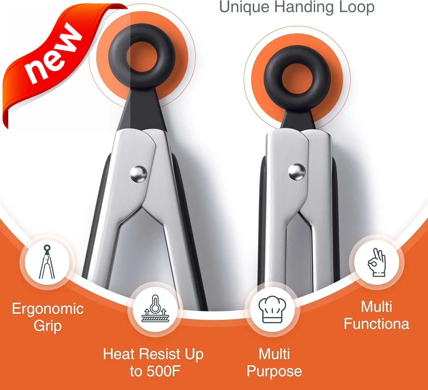 

Kitchen Tongs with Silicone Tips - Stainless Steel tongs for cooking - 9" and 12" Tongs