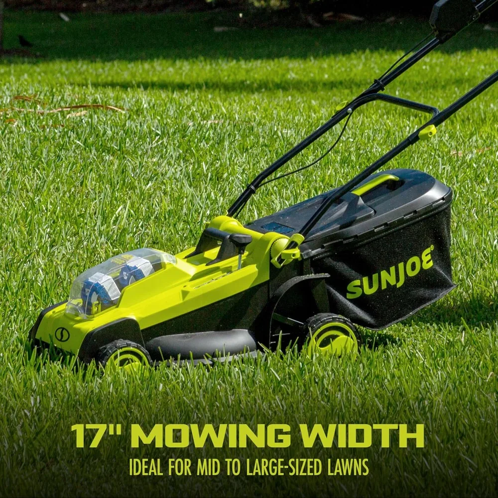 48-Volt 17-Inch Mulching Walk-Behind Lawn Mower w/11-Gallon Grass Catcher & 6-Position Height,(w/2x 4.0-Ah Battery and Charger)