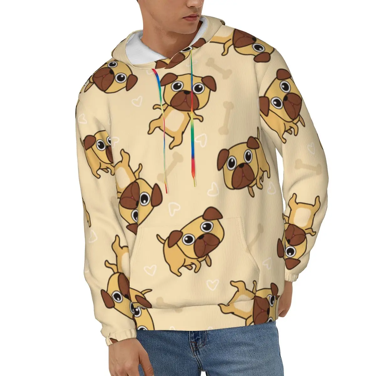 

Pug Dog Pattern Hoodies Men Sweatshirt Male Hoody Hip Autumn Winter Hoodie Mens Clothing