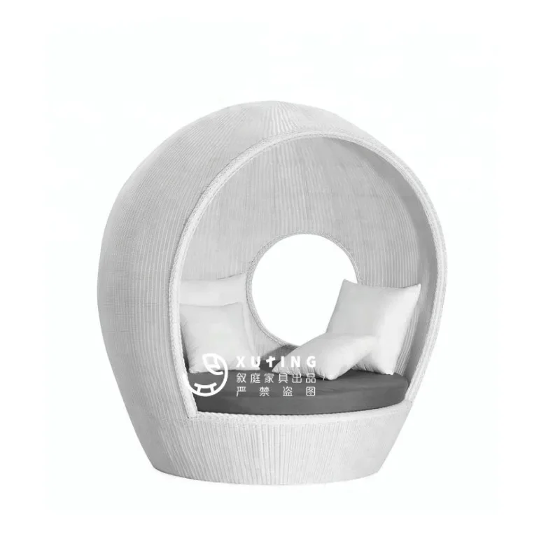 

Outdoor rattan large round bed creative leisure bed outdoor villa open-air courtyard swimming pool lazy bed recliner