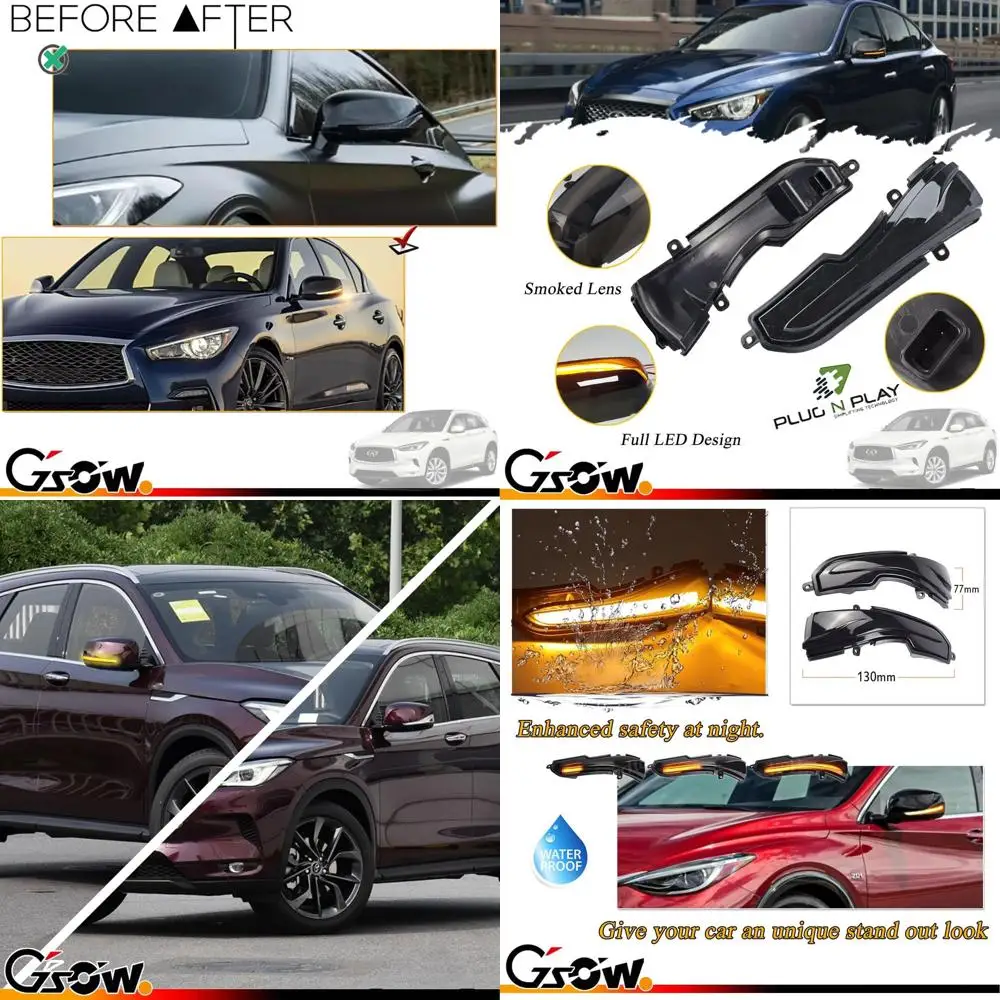 

Последовательные светодиодные указатели поворота для Infiniti Q30, Q50, Q60, Q70, QX50, QX60, QX70 — индикаторы бокового зеркала