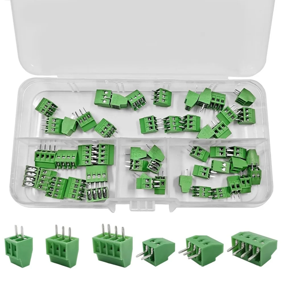 50PCS KF128 PCB Mount Screw Terminal Block Connector 254mm Pitch Wire Terminal 2 Pin 3 Pin 4 Pin for Electronics
