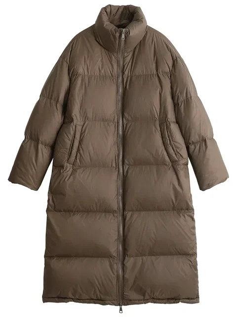 CHIC VEN Fashion Women Down Coats Long Thick Warm Down Jackets Overcoat White Duck Down Loose Casual Jacket Autumn Winter 2026 4