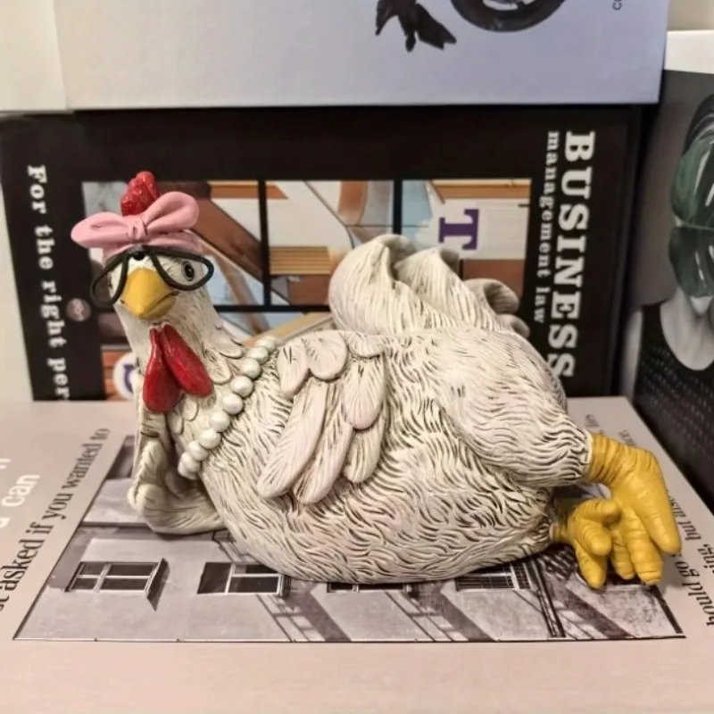 Hot-selling modern home desktop decoration cute new ideas good morning cock hen statue crossover resin craft decoration