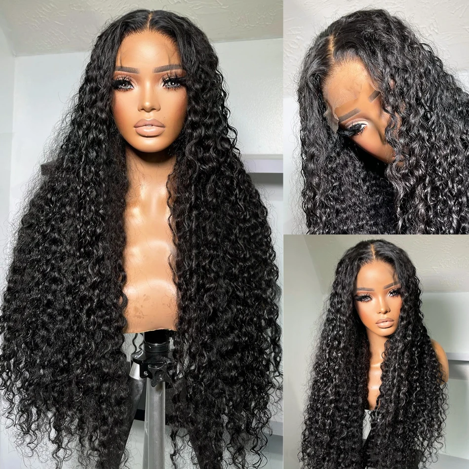 13x4 Deep Wave Lace Frontal Wig Brazilian Curly Transparent 13x6 Lace Front Human Hair Wigs For Women Remy Hair Pre Plucked 220%