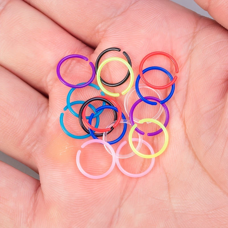16/32/64pcs Flexible Bunte Acryl Nasenring Lippe Reifen Retainer Septum Schmuck Knorpel Daith Tragus Ohrringe Piercing 20G