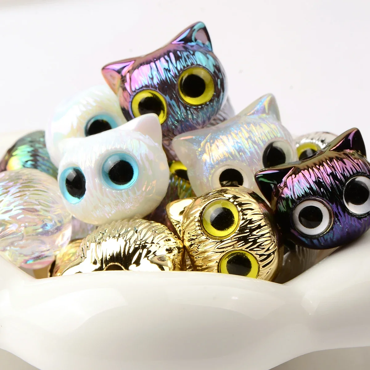 5pcs Mixed Plating Color Cute Cartoon Animal Acrylic Spacer Charms Beads for Jewelry Making DIY Key Chain Phone Chain Ornament