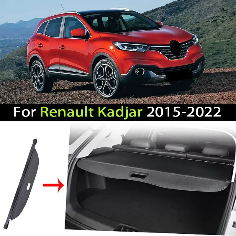 Car Trunk Cargo Cover For Renault Kadjar 2015 2016-2022 Luggage Tray Storage Security Shield Curtain Partition Mat Accessorie