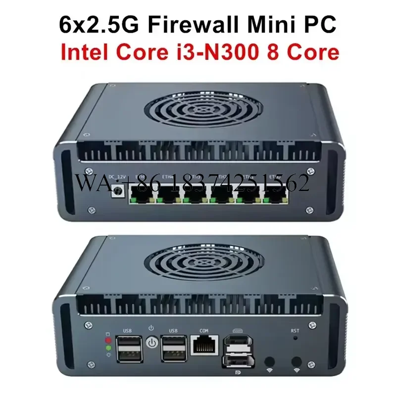 Wmwmnu for 6x2.5G Firewall Core i3-N300 Solid Mini PC DDR5 NVMe RJ45 COM Industrial Computer pfSense OPNsense
