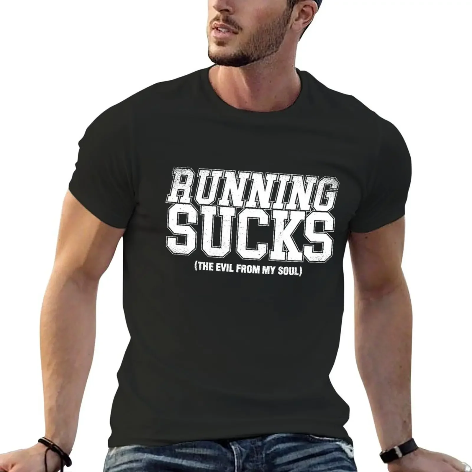 

Running Sucks The Evil From My Soul T-Shirt heavyweights kawaii clothes plain mens fashion