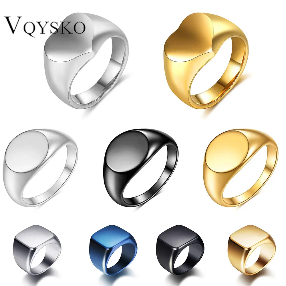 

Customized Women Signet Ring Name Letter Pattern Logo Stainless Steel Rings Punk Candid Fashion Jewelry Male Wedding Accessories