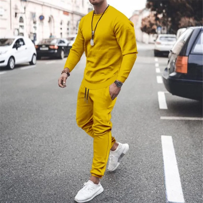 Hot Sales Mens Two-Piece Jogger Sports Suit Warm Autumn Winter Tracksuit Set with Running Sweatshirt And Sweatpants Men Clothing
