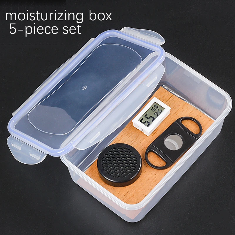 

Moisturizing Cigar Case Plastic Humidor Transparent Large Accommodate Humidor Box w/Humidifier Hygrometer Cigar Accessories Tool