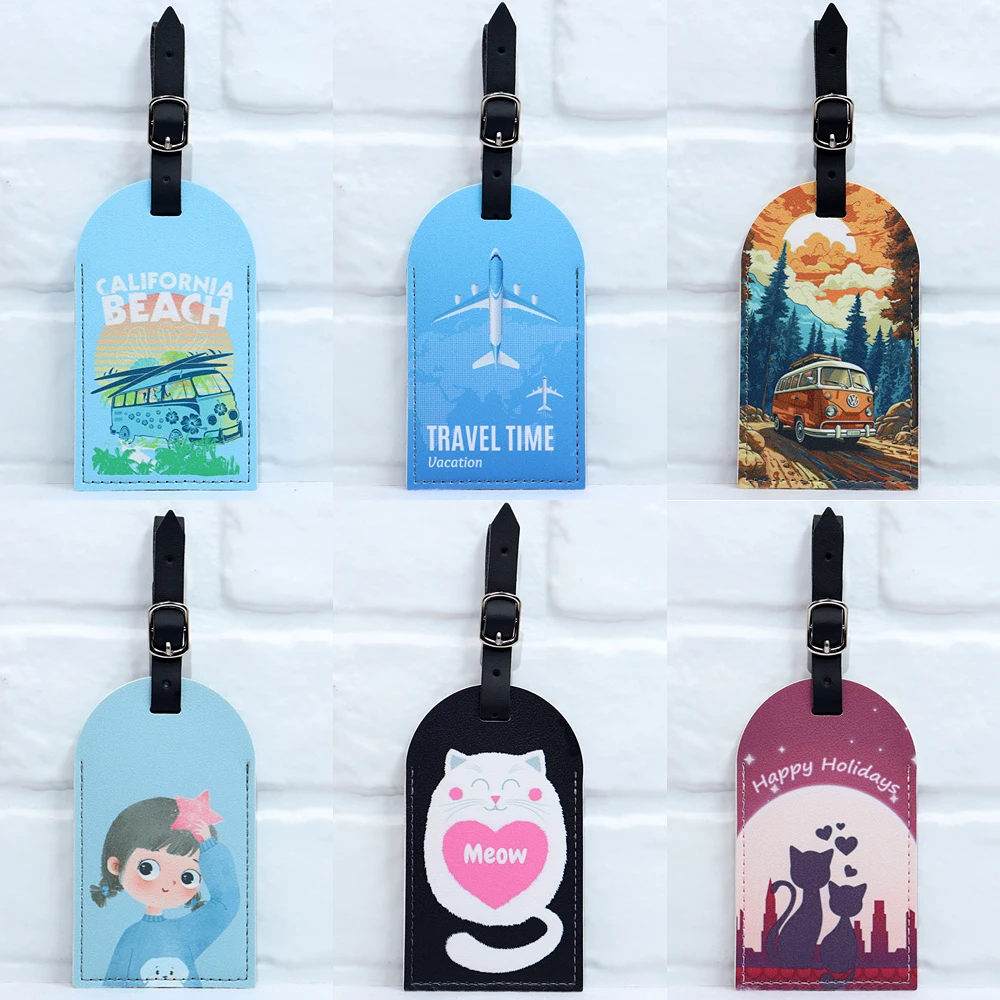 

New Creative Travel Luggage Tag Anti Lost Leather Suitcase Label Travel Essentials Name Address Card Holder Portable Baggage Tag