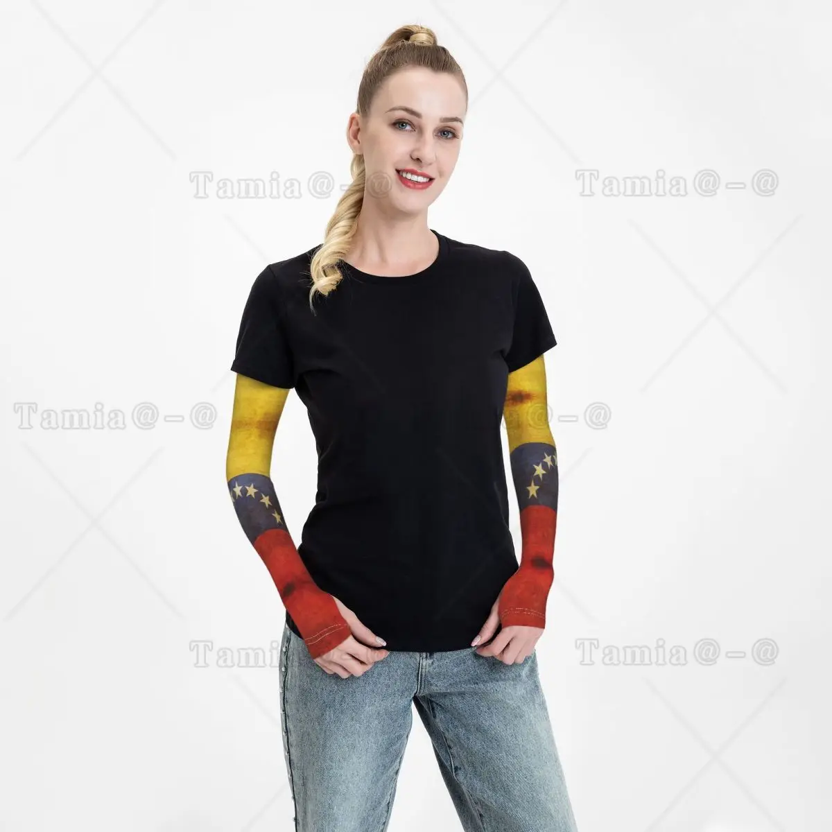 ปลอกแขนกีฬา Sun UV Protection Venezuela Grunge Flag Hand Cover Cooling วิ่งตกปลาขี่จักรยานแขน