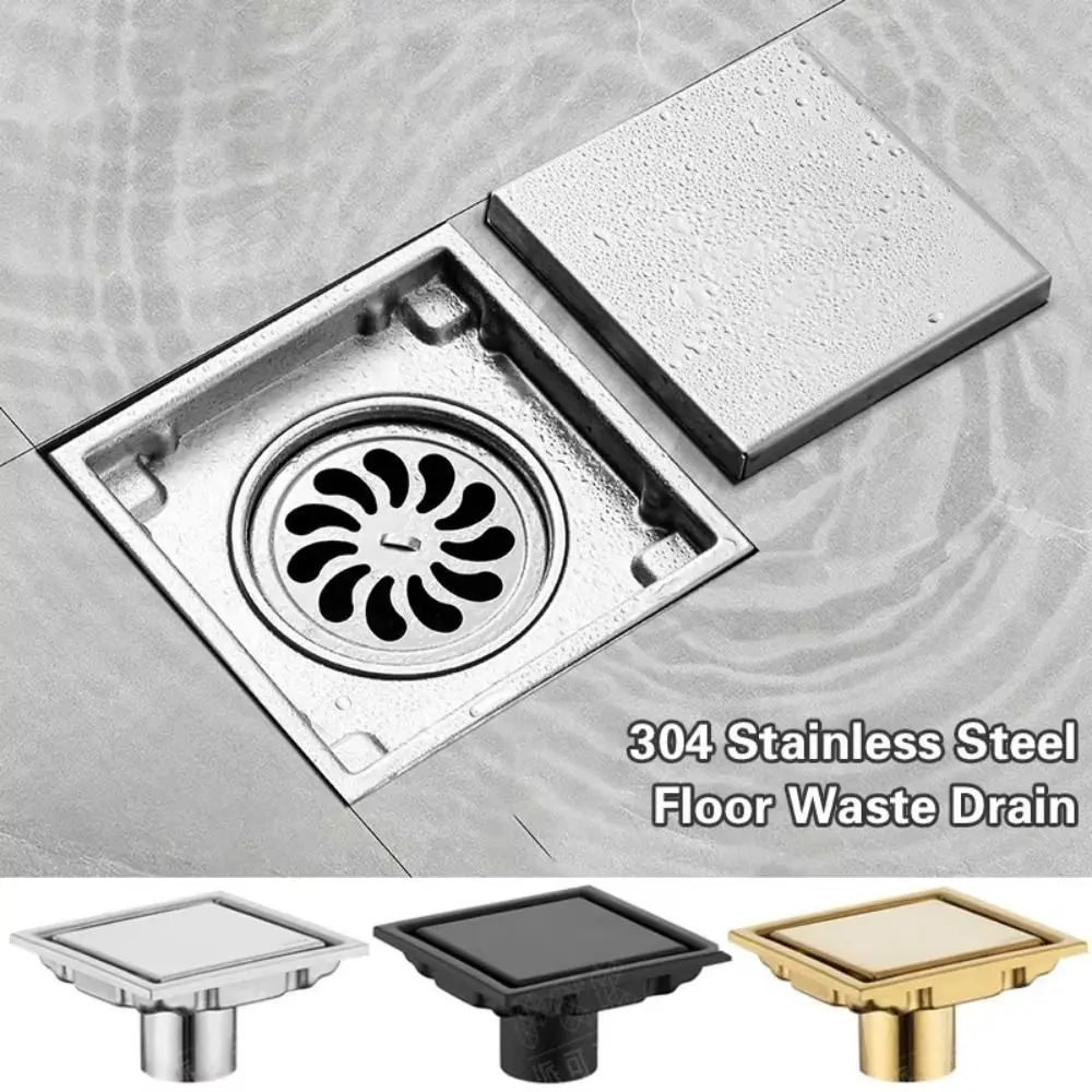 

304 Stainless Steel Square Floor Waste Drain Tile Insert Accessories Large Flow Draine Drain Anti-odor Shower Grates Toilet