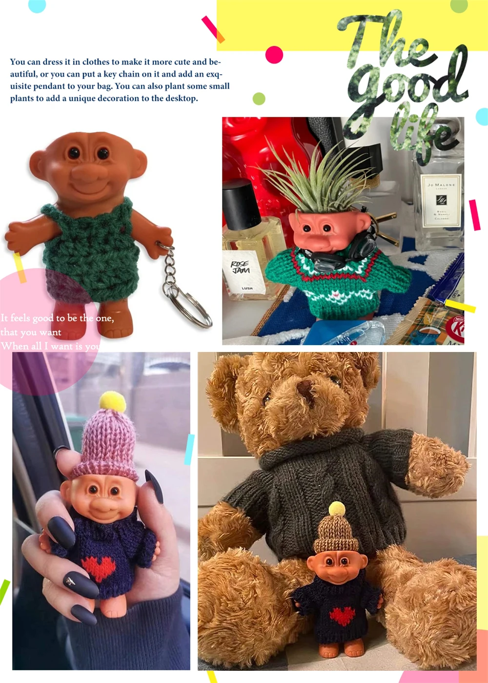 Portable PVC Lucky Doll Protective Shell Cute Troll Doll Decorate Holder Anti Fall Storage Case Festive Party Child Small Gifts