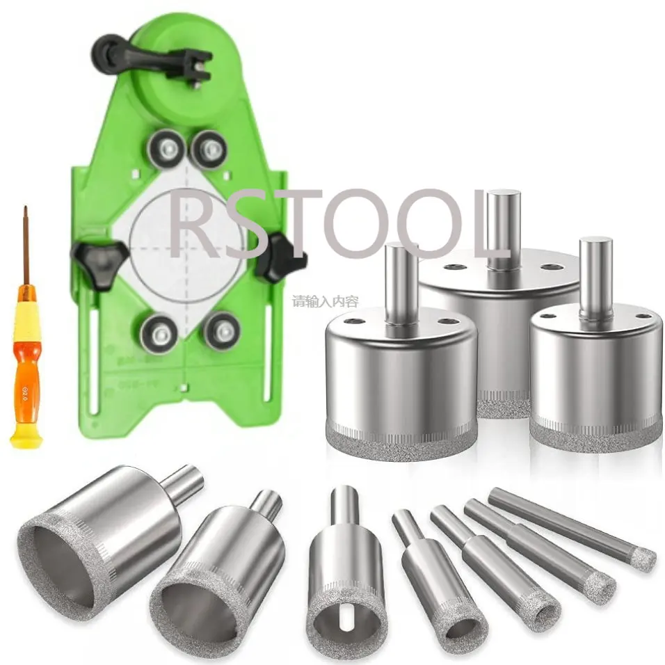 

Diamond Drill Bits, 12Pcs Hollow Drill Hole Locator Saw Set with Drill Guide Fixture for Ceramic Glass Tile Porcelain Marble