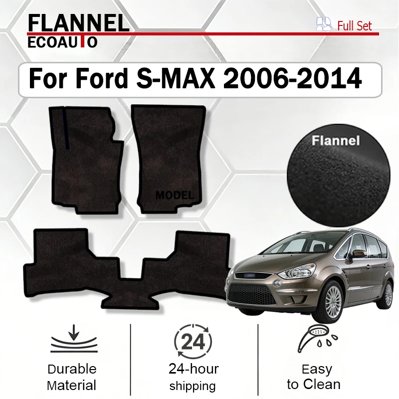 

Автомобильные коврики ECOAUTO из фланели, совместимые с Ford S-MAX 2006-2014, противоскользящие, стильные, без запаха, огнестойкие.