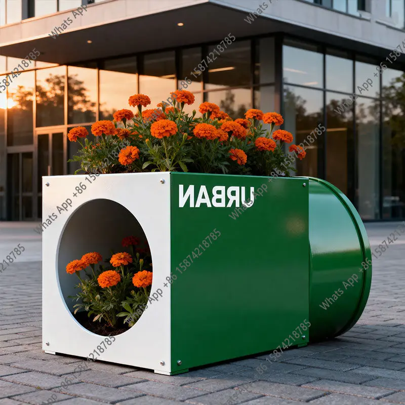 

Creative contrasting color outdoor wrought iron multi-functional flower pot commercial space courtyard landscape decoration