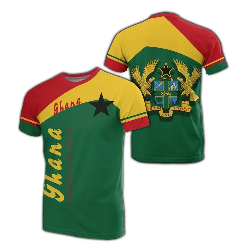 Ghana Flag Map 3D Printed T Shirt For Men Clothes Casual Kids T-Shirt GHA National Emblem Tshirt Sport Male Jersey Africa Tops