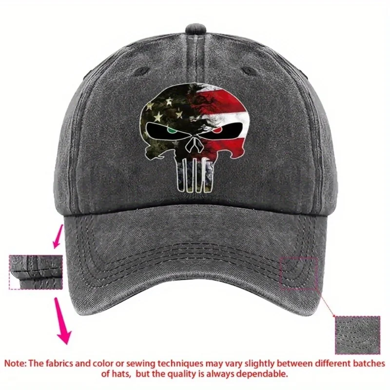 ヴィンテージウォッシュベースボールキャップお父さん帽子アメリカ国旗スカルパニッシャーグラフィック (星、調節可能なストラップ軽量愛国ユニ)