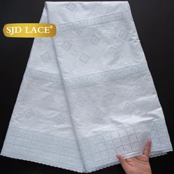 SJD LACE African White Cotton Lace Fabric 5 Yards 2025 Latest Nigerian Embroidery Cotton Lace Swiss Voile Lace for Men Cloth4517