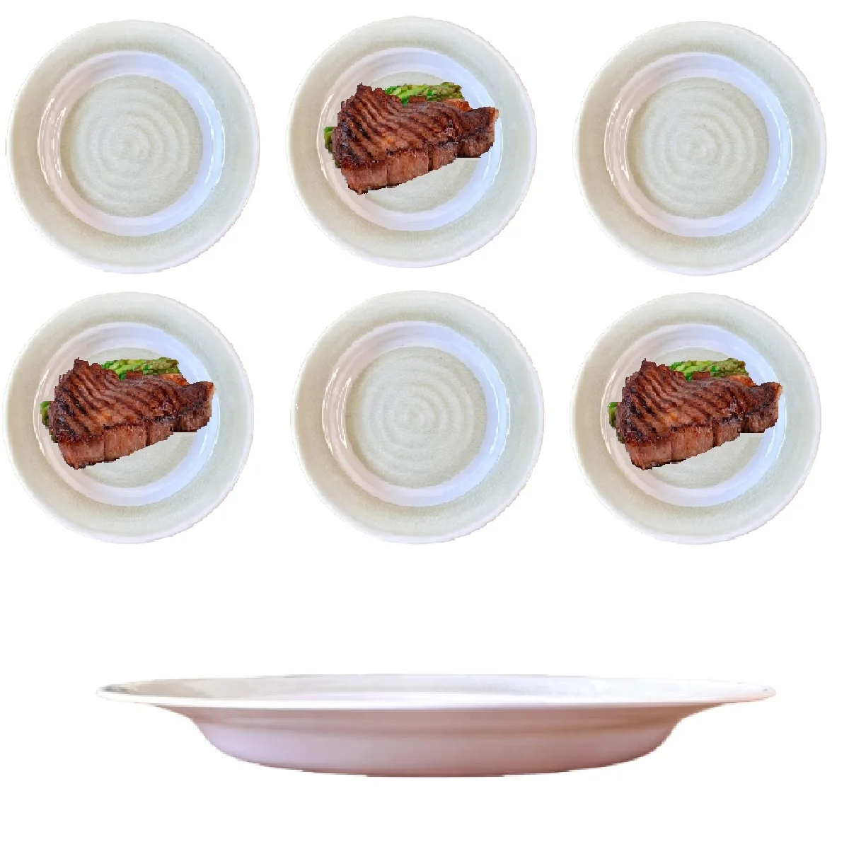 6 Dishes Round Melamine Spiral Background Area 25cm