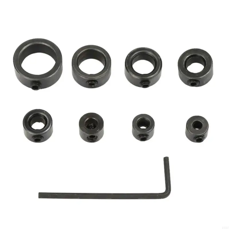 

H58C 8Pcs Drill Bit Depth Limit Collar Set Locking Steel Rings Adjustable Positioner