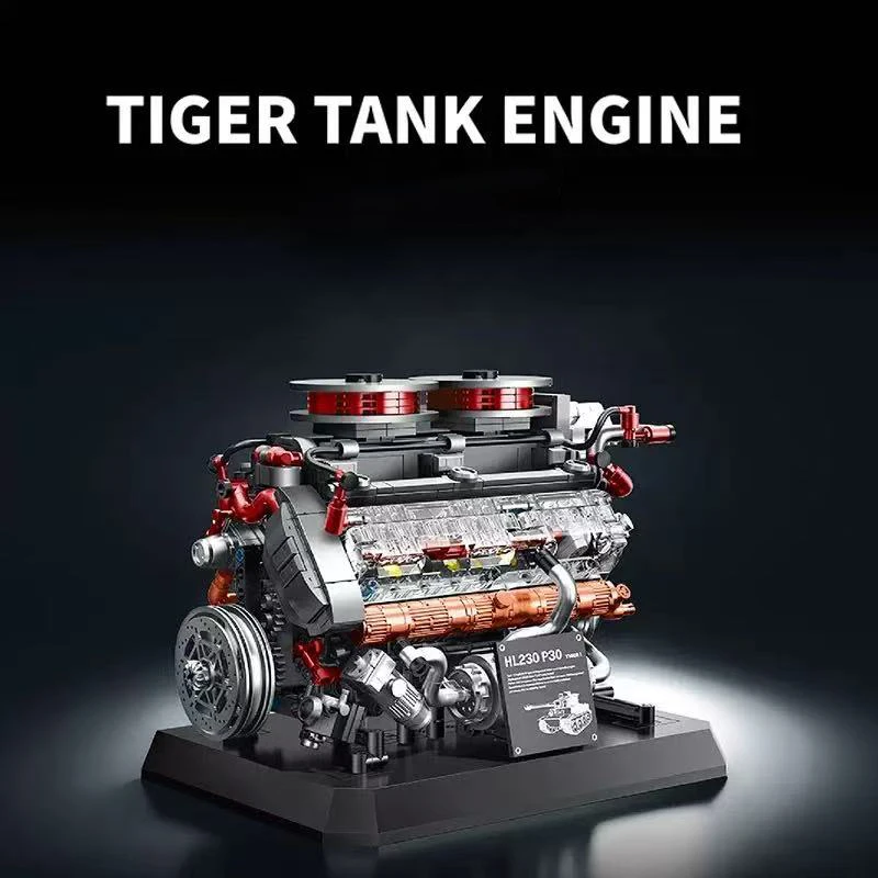 95008 제2차 세계 대전 타이거 탱크 엔진 모델 조립, DIY 장난감 블록 탱크 엔진 데스크탑 장식품, 어린이 생일 선물