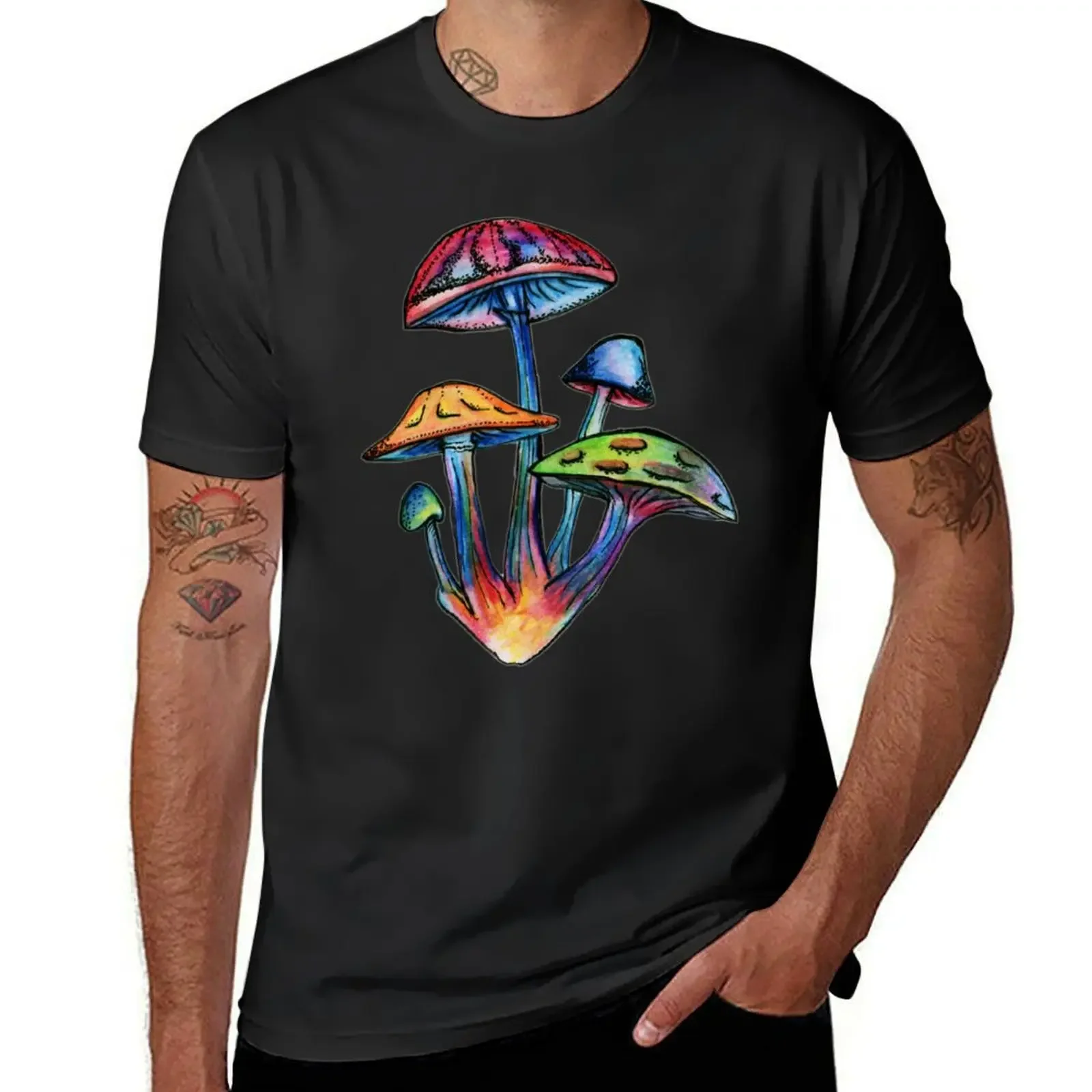 Cluster of Colored Shrooms T-Shirt quick drying summer clothes graphics men t shirts high quality