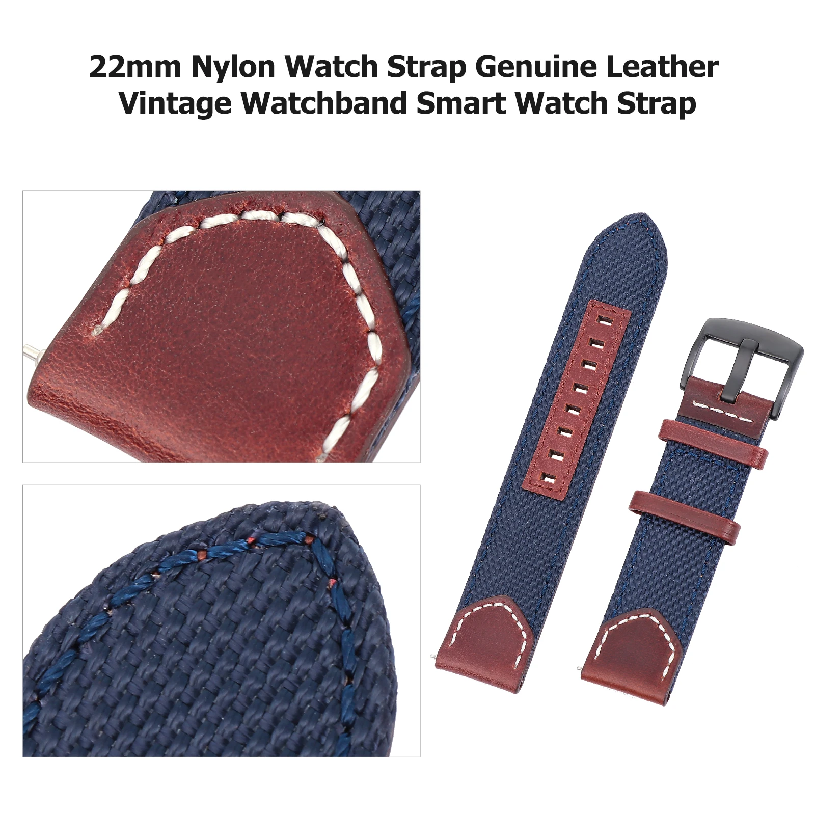 

22 Mm Retro Nylon Strap Water for Smart Watch Watchband Bracelet Smartwatch Wristband Replacement Bands Tape