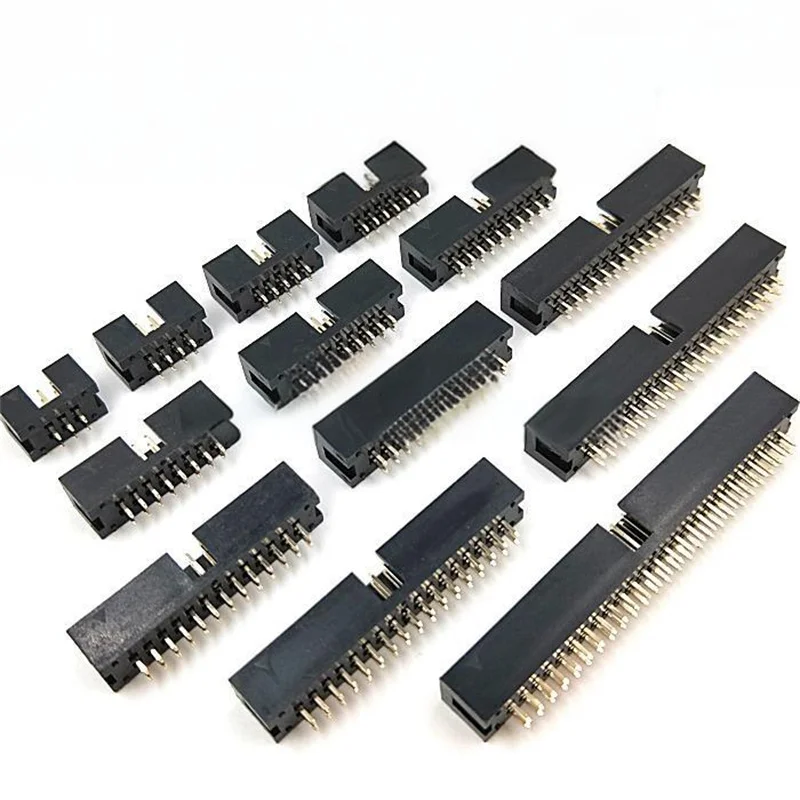 20 piezas paso de 2,54 MM DC3 enchufe de bocina Simple DC3 Pin recto Simple Pin de ángulo recto 6/8/10/14/16/20/26/30-40/50P