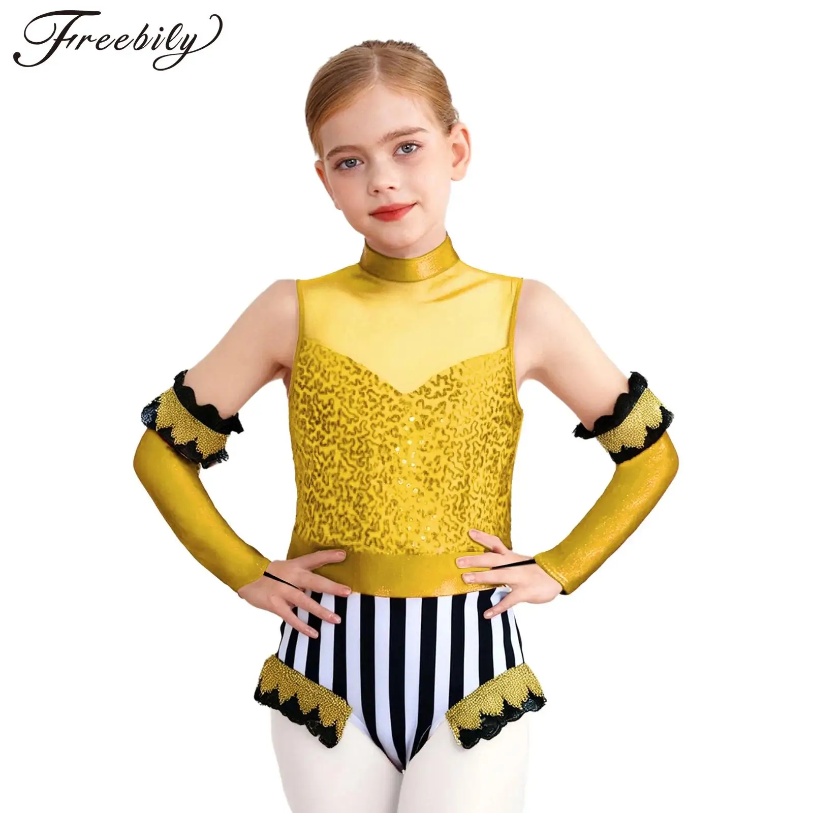 Disfraz de maestro de ceremonias de circo para niñas adolescentes, mono de baile sin mangas con lentejuelas brillantes, manga larga para actuación de fiesta de Carnaval y Halloween