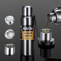 New  Stainless Steel Thermos Large Capacity Vacuum Flask Portable Insulated Tumbler with Rope Thermo Bottle 500/1000/1500ml