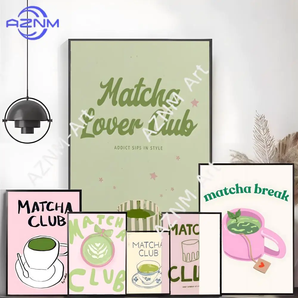 1 Stück Matcha Club Poster Leinwand Wandkunst Druck Poster Dekorative Wanddekoration Heimdekoration Geschenk Ungerahmt