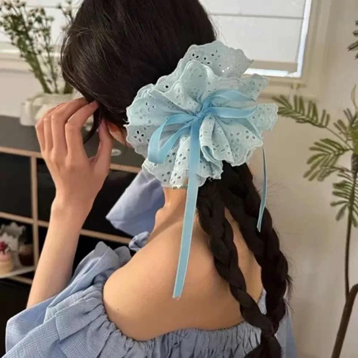 Cordon en dentelle multicouche bandeau de cheveux grand chignon cravate bandeau de cheveux coiffure fixer un grand chignon cordon réglable