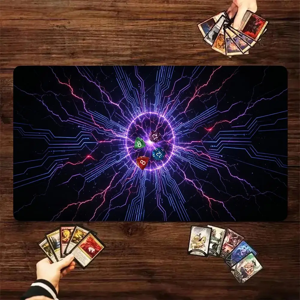 Cyber Lightning Energy Circuit Playmat Rubber Non‑Slip Card Game Mat For TCG Board Game Desk Mouse Pad