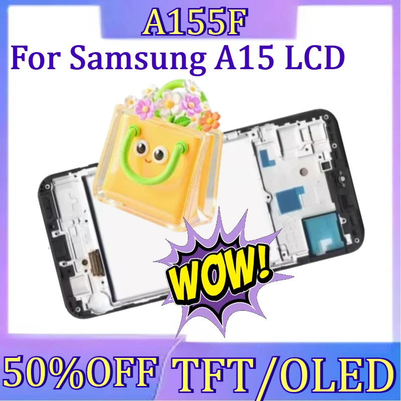 

For Samsung Galaxy A15 New TFT/OLED For Samsung A15 LCD A155F Display Touch Screen Digitizer with Frame