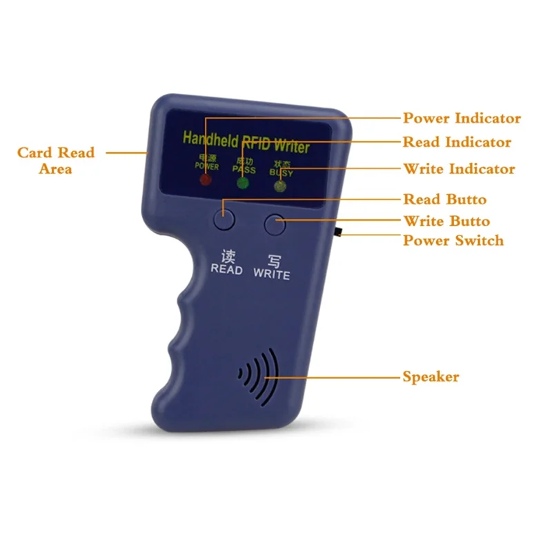 A68Z 125Khz EM ハンドヘルド RFID コピー機カードリーダーライターデュプリケータープログラマーサポート EM4305/T5577 書き換え可能なキーフォブトークンタグ